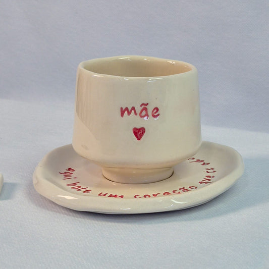 Conjunto Girassol — Prato e Chávena em Cerâmica